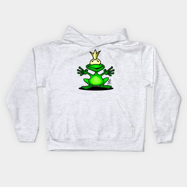 Frog prince Kids Hoodie by Cardvibes